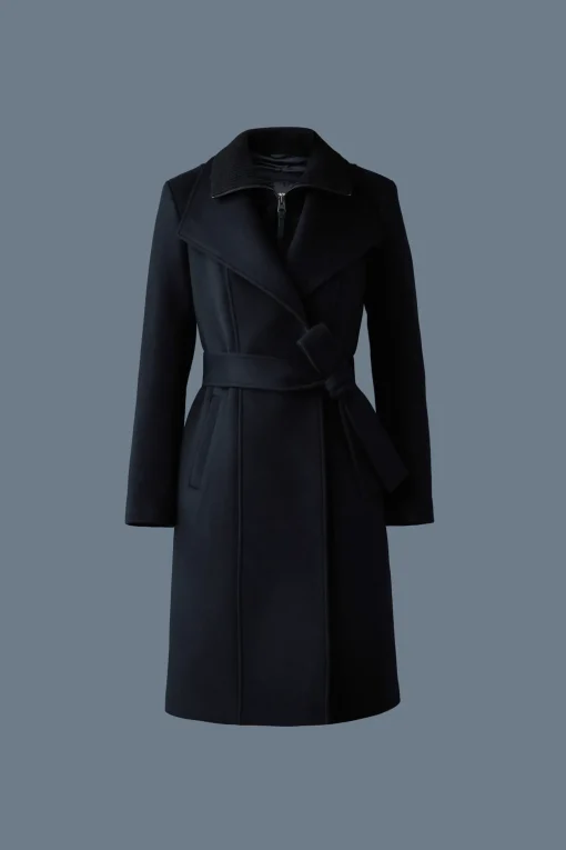 NORITA 2-in-1 double face wool coat with sash