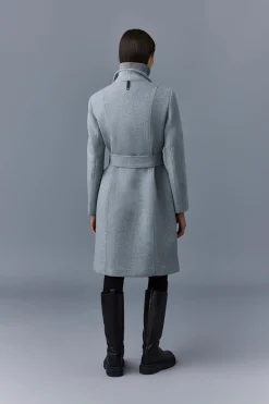 NORITA 2-in-1 double face wool coat with sash