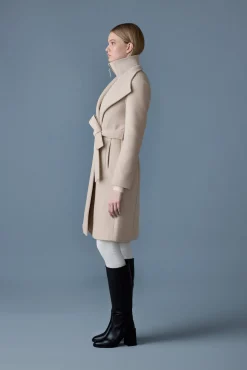 NORITA 2-in-1 double face wool coat with sash