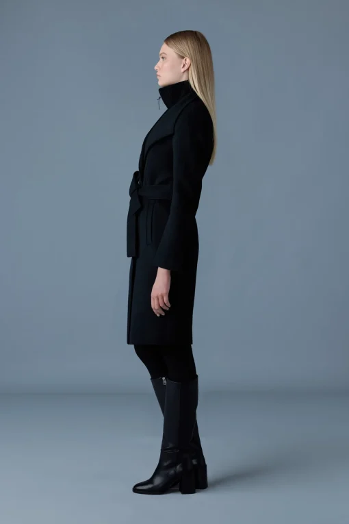 NORITA 2-in-1 double face wool coat with sash