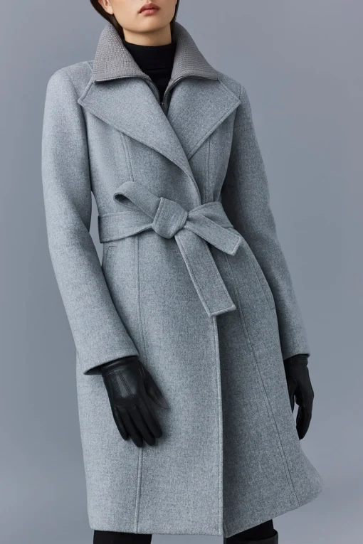 NORITA 2-in-1 double face wool coat with sash