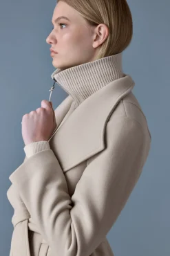 NORITA 2-in-1 double face wool coat with sash