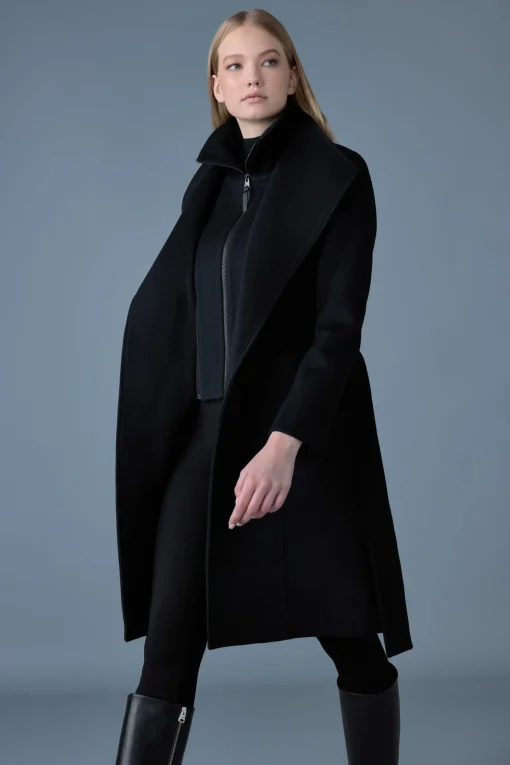 NORITA 2-in-1 double face wool coat with sash