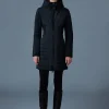 OKSANA Smocked detail long down coat