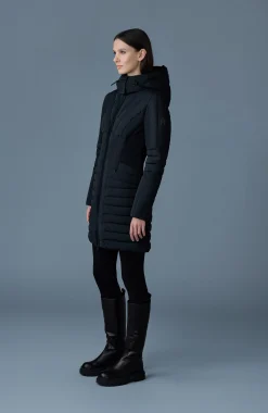 OKSANA Smocked detail long down coat