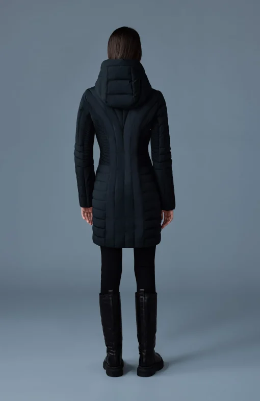 OKSANA Smocked detail long down coat