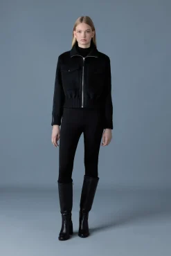 PATTY Short wool jacket with leather detail
