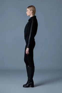 PATTY Short wool jacket with leather detail