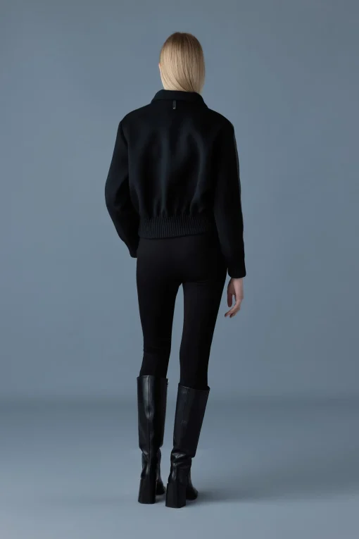 PATTY Short wool jacket with leather detail