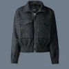 PATTY-HB Short herringbone wool jacket with leather detail