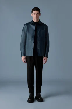 REMINGTON Two-tone colored leather overshirt