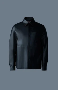REMINGTON Two-tone colored leather overshirt