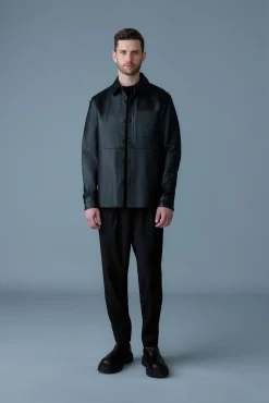 REMINGTON Two-tone colored leather overshirt