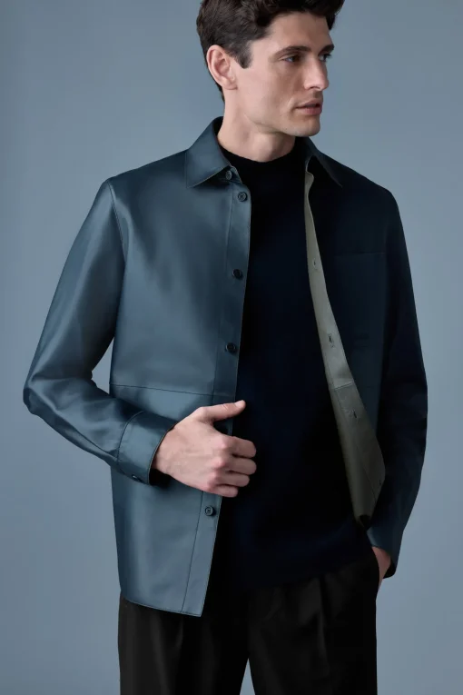 REMINGTON Two-tone colored leather overshirt