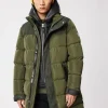 REYNOLD down coat with removable shearling bib and hood