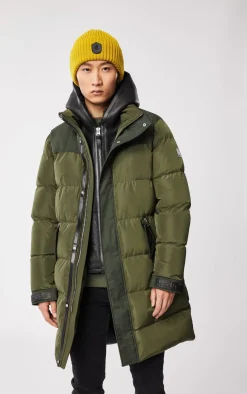 REYNOLD down coat with removable shearling bib and hood