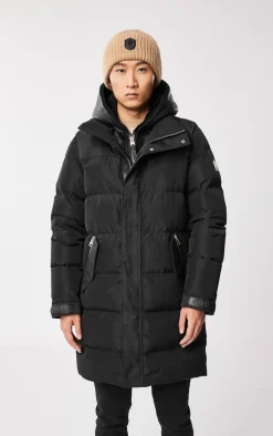 REYNOLD down coat with removable shearling bib and hood