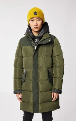 REYNOLD down coat with removable shearling bib and hood