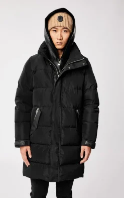 REYNOLD down coat with removable shearling bib and hood