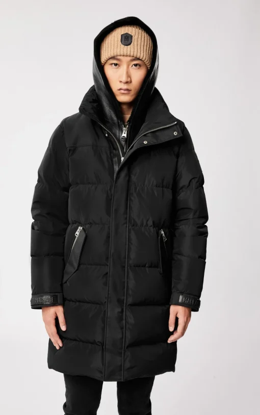 REYNOLD down coat with removable shearling bib and hood
