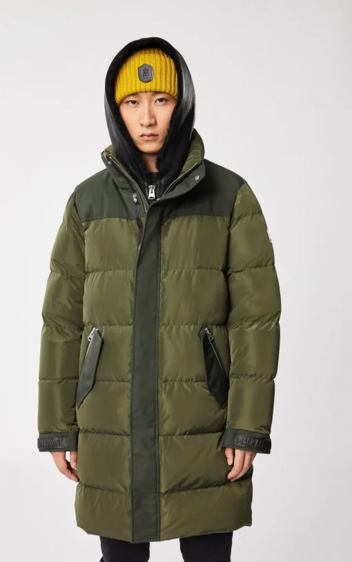 REYNOLD down coat with removable shearling bib and hood