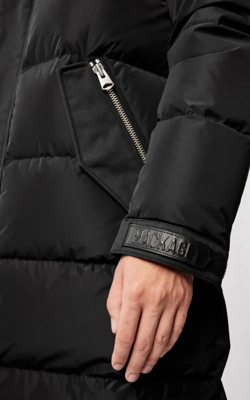 REYNOLD down coat with removable shearling bib and hood