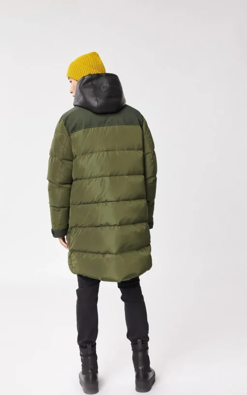 REYNOLD down coat with removable shearling bib and hood