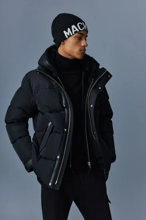 RILEY classic down jacket with removable shearling bib