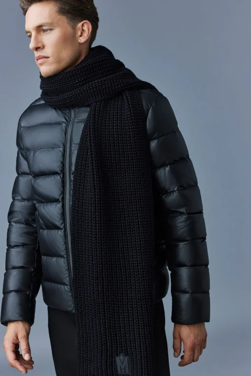 RYAN Leather down jacket with stand collar