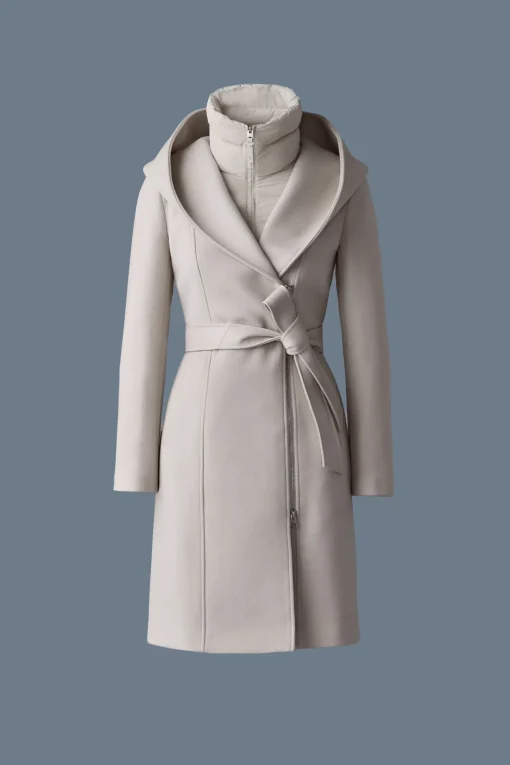 SHIA-SLB 2-in-1 double-face wool coat with removable bib
