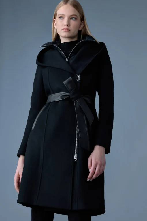 SHIA-SLB 2-in-1 double-face wool coat with removable bib