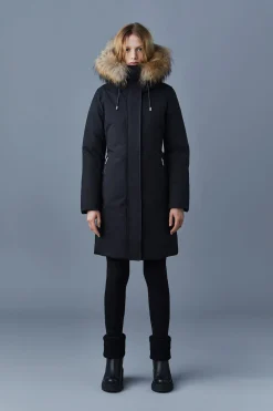 SHILOH 2-IN-1 fitted down coat with removable bib and natural fur
