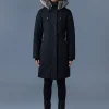 SHILOH 2-in-1 fitted down coat with removable bib and silver fox fur