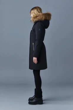 SHILOH 2-IN-1 fitted down coat with removable bib and natural fur