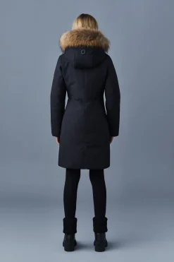 SHILOH 2-IN-1 fitted down coat with removable bib and natural fur