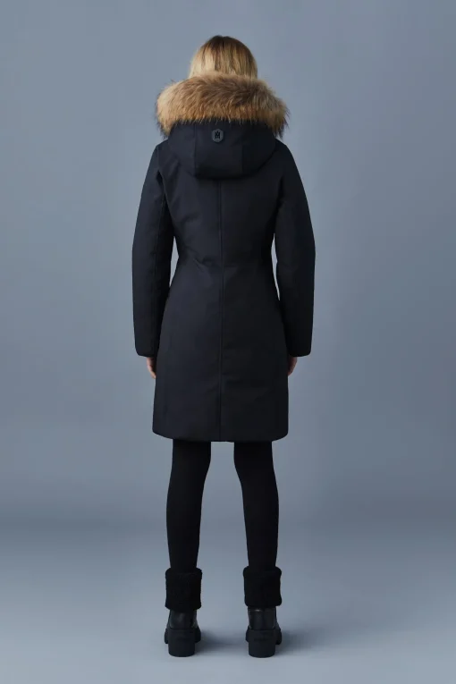 SHILOH 2-IN-1 fitted down coat with removable bib and natural fur