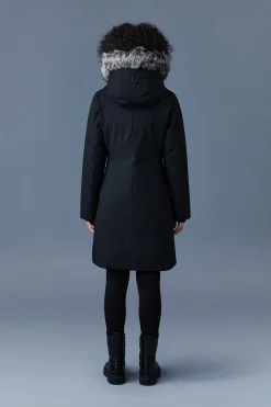 SHILOH 2-in-1 fitted down coat with removable bib and silver fox fur