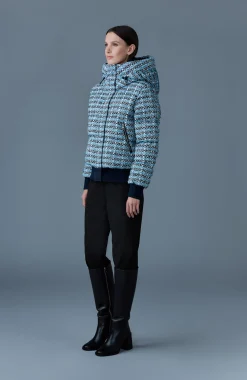 SHIRLEY-TW Mix Media Tweed quilted down jacket