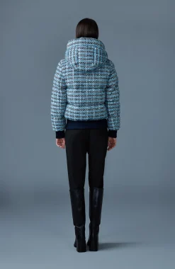 SHIRLEY-TW Mix Media Tweed quilted down jacket