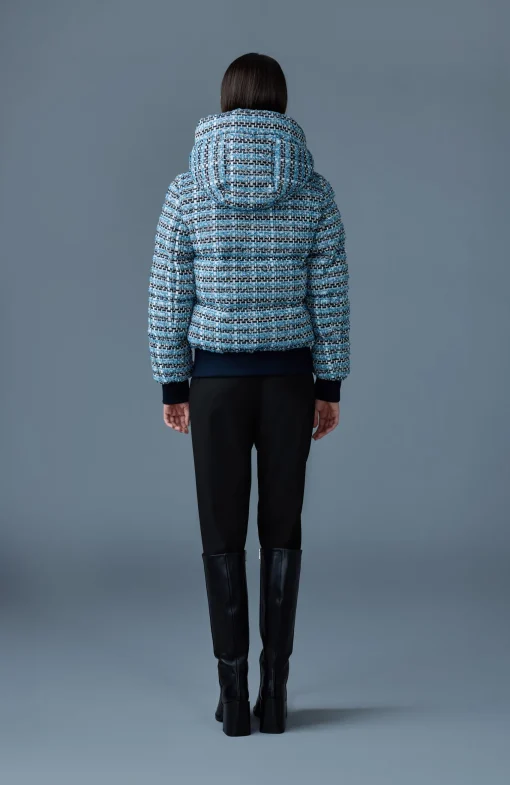 SHIRLEY-TW Mix Media Tweed quilted down jacket