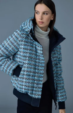 SHIRLEY-TW Mix Media Tweed quilted down jacket