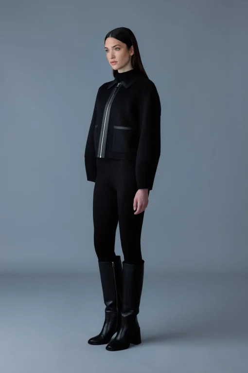 SOLANA Double-Face Wool balloon sleeved short jacket