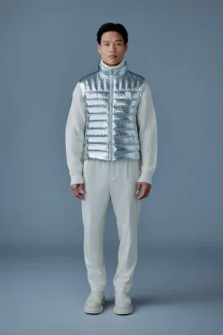 TITUS-M Metallic perpendicular channel quilt down vest