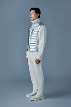 TITUS-M Metallic perpendicular channel quilt down vest
