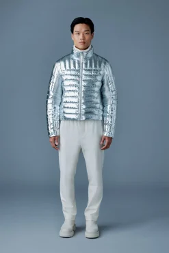 TRAVIS-M Metallic perpendicular channel quilt down jacket