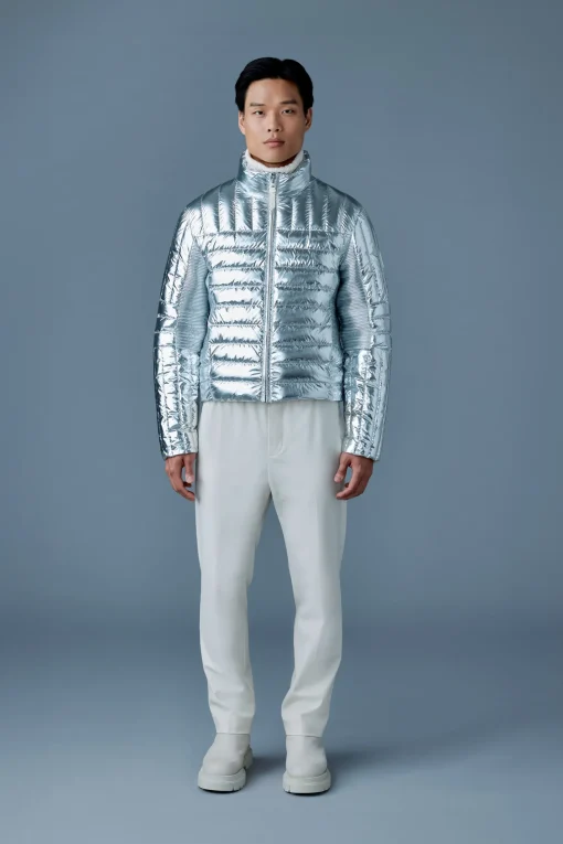 TRAVIS-M Metallic perpendicular channel quilt down jacket