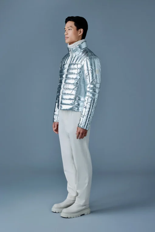TRAVIS-M Metallic perpendicular channel quilt down jacket