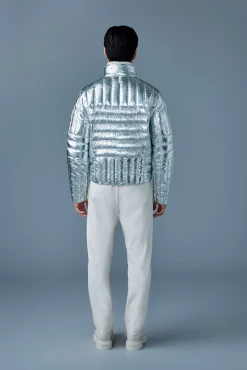 TRAVIS-M Metallic perpendicular channel quilt down jacket