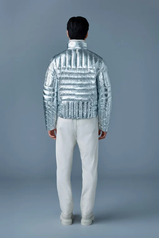 TRAVIS-M Metallic perpendicular channel quilt down jacket
