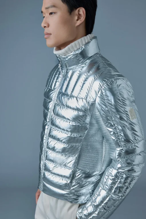 TRAVIS-M Metallic perpendicular channel quilt down jacket
